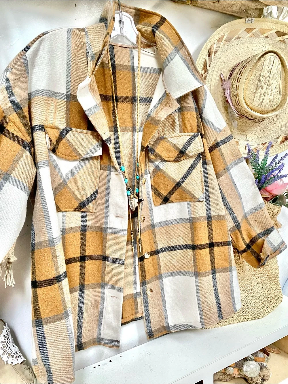 RARE Native horse upcycled boho shacket w southwestern cottagecore prairie vibe - Picture 12 of 12